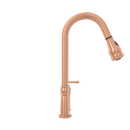 Copper Kitchen Faucet with in-Deck Handle and Soap Dispenser, Single Handle Solid Brass High Arc Pull Down Sprayer Head Kitchen Sink Faucet