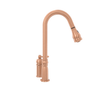 Copper Kitchen Faucet with in-Deck Handle and Soap Dispenser, Single Handle Solid Brass High Arc Pull Down Sprayer Head Kitchen Sink Faucet