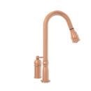 Copper Kitchen Faucet with in-Deck Handle and Soap Dispenser, Single Handle Solid Brass High Arc Pull Down Sprayer Head Kitchen Sink Faucet