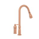 Copper Kitchen Faucet with in-Deck Handle and Soap Dispenser, Single Handle Solid Brass High Arc Pull Down Sprayer Head Kitchen Sink Faucet