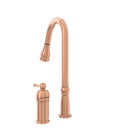 Copper Kitchen Faucet with in-Deck Handle and Soap Dispenser, Single Handle Solid Brass High Arc Pull Down Sprayer Head Kitchen Sink Faucet