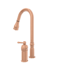 Copper Kitchen Faucet with in-Deck Handle and Soap Dispenser, Single Handle Solid Brass High Arc Pull Down Sprayer Head Kitchen Sink Faucet