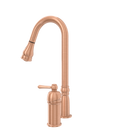 Copper Kitchen Faucet with in-Deck Handle and Soap Dispenser, Single Handle Solid Brass High Arc Pull Down Sprayer Head Kitchen Sink Faucet