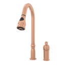 Copper Kitchen Faucet with in-Deck Handle and Soap Dispenser, Single Handle Solid Brass High Arc Pull Down Sprayer Head Kitchen Sink Faucet