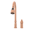 Copper Kitchen Faucet with in-Deck Handle and Soap Dispenser, Single Handle Solid Brass High Arc Pull Down Sprayer Head Kitchen Sink Faucet