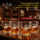 Marine USMC Whiskey & Wine Glasses Set of 4