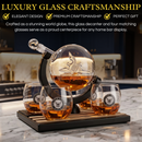 U.S. Navy Globe Whiskey Decanter Set with 4 Liquor Glasses by The Wine Savant