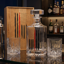 Firefighter Tactical Red Tattered American Flag Whiskey Decanter Gift Set