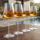 Iridescent Luster Large Radiance Wine Glasses - White Pearl Whimsy