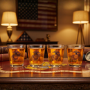 Marine USMC Whiskey & Wine Glasses Set of 4