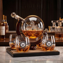 U.S. Navy Globe Whiskey Decanter Set with 4 Liquor Glasses by The Wine Savant