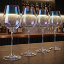 Iridescent Luster Large Radiance Wine Glasses - White Pearl Whimsy