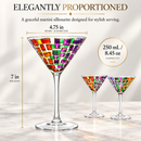 Italian Multicolor Renaissance Stained Glass Rainbow Martini Glasses Set Of 2 By 9 2