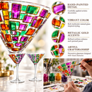 Italian Multicolor Renaissance Stained Glass Rainbow Martini Glasses Set Of 2 By 9 2