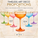 Vintage Art Deco Coupe for Champagne | Set of 6 | 7 oz