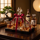 Ember Gilded Japanese Whisky Decanter Set with 4 Tumbler Glasses by The Wine Savant