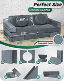 Lunix LX15 14pcs Modular Play Couch (Stone Gray) + Extra Serenity Blue Cover Bundle
