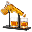 Pistol Whiskey Decanter Set 7.7 Oz with Two 10.5 Oz Glasses