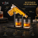Pistol Whiskey Decanter Set 7.7 Oz with Two 10.5 Oz Glasses
