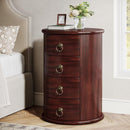 Wood End Table, Round Side Table With 4 Drawers(No Assembly Required)