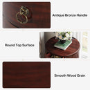 Wood End Table, Round Side Table With 4 Drawers(No Assembly Required)