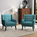 UIXE Accent Chair, Modern Upholstered Armchair in Fabric for Living Room, Comfy Club Arm Chairs Single Sofa Button Tufted Bedroom Reading Seat - Turquoise Blue, Set of 2 by CozyNest Decor