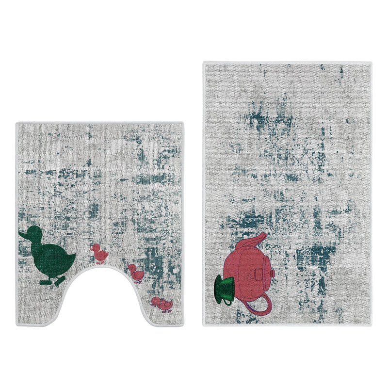 Boston Design 2 Piece Bathroom Rugs Set | Mutlicolor