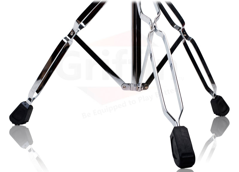 4 PACK Cymbal Boom Stands by GRIFFIN | Drum Kit Percussion Gear Chrome Hardware Set with Double Braced Tripod Legs | Drummers Counterweight Adapter for Mounting Heavy Duty Crash, Ride, Splash Cymbals