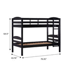 Carolina Transitional Solid Wood Twin-over-Twin Bunk Bed