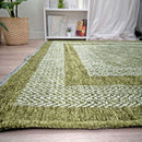 Alfa Rich Green Washable Area Rugs for Living Room Bedroom Kitchen Dining Cotton Rug