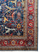 Hand-Knotted Afghani Bidjar Wool Rug – 9’x12’ – Intricate Geometric & Floral Motifs