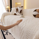 Plush Fleece Sofa Cover with 3D Cable Knit Texture Soft Cozy Warm Sofa Throw Blanket