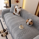 Plush Fleece Sofa Cover with 3D Cable Knit Texture Soft Cozy Warm Sofa Throw Blanket
