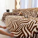 Plush Sherpa Sofa Throw Cover for Sectional, Jacquard Wave Throw Furniture Protector