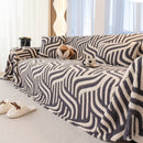 Plush Sherpa Sofa Throw Cover for Sectional, Jacquard Wave Throw Furniture Protector