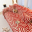 Plush Sherpa Sofa Throw Cover for Sectional, Jacquard Wave Throw Furniture Protector