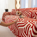 Plush Sherpa Sofa Throw Cover for Sectional, Jacquard Wave Throw Furniture Protector