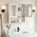 Double Door Wall-Mounted Bathroom Mirror Cabinet with Storage Shelf
