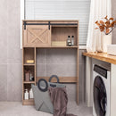 4-Tier Over The Toilet Storage Cabinet with Sliding Barn Door and Storage Shelves