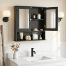 Double Door Wall-Mounted Bathroom Mirror Cabinet with Storage Shelf