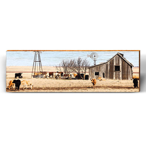 Open Plains Barn | Wall Art Print on Real Wood