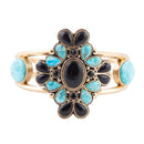 Barcelona Blue Turquoise Black Onyx Golden Cuff Bracelet