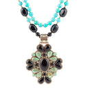Barcelona Blue Turquoise and Black Onyx Golden Statement Necklace
