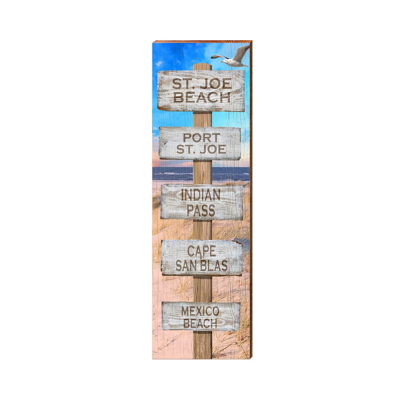 St. Joe, Florida Beach Directional Wooden Sign | Wall Art Print on Real Wood