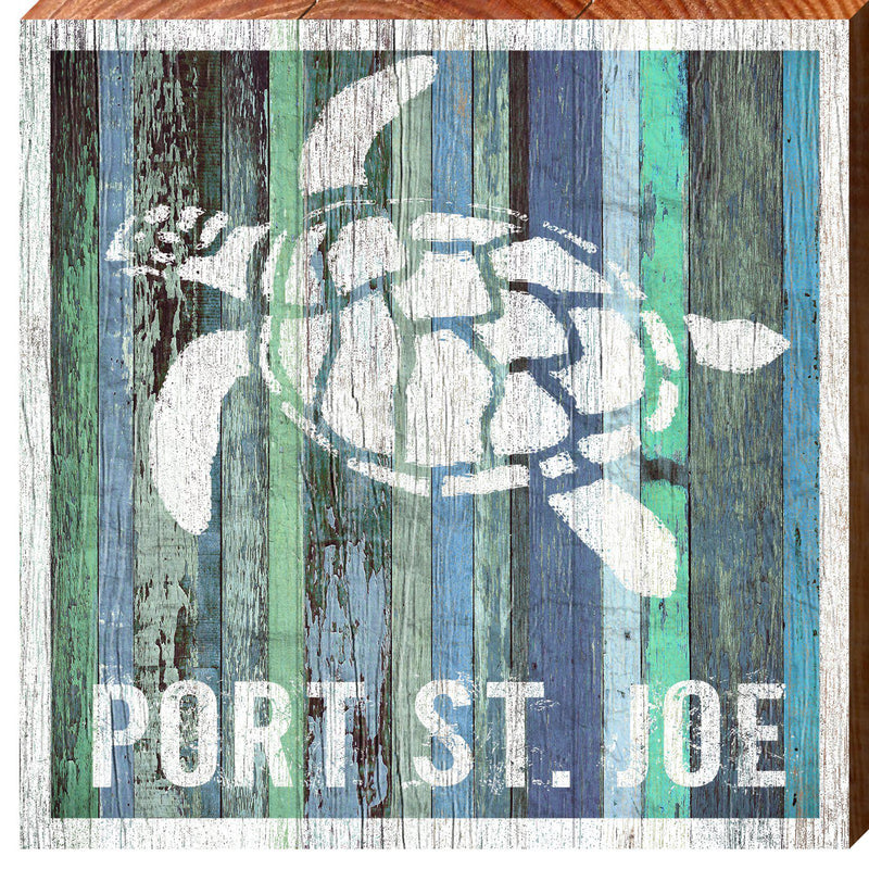 Port St. Joe Sea Turtle Blue Boards | Wall Art Print on Real Wood