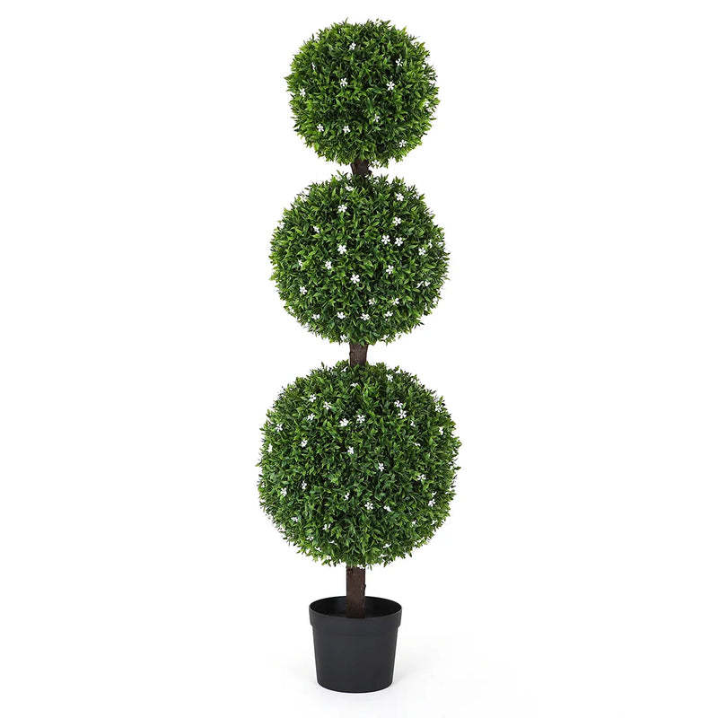 4' Artificial White Flower Topiary Tree