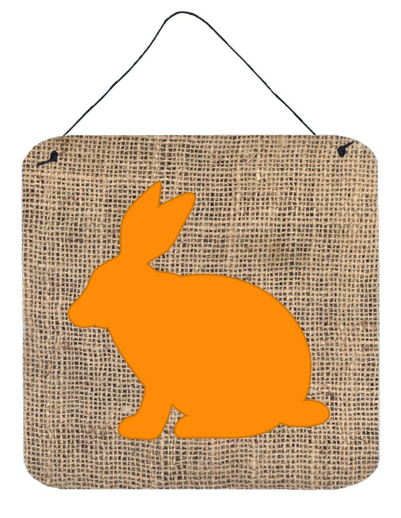 Rabbit Burlap and Orange Aluminium Metal Wall or Door Hanging Prints BB1002