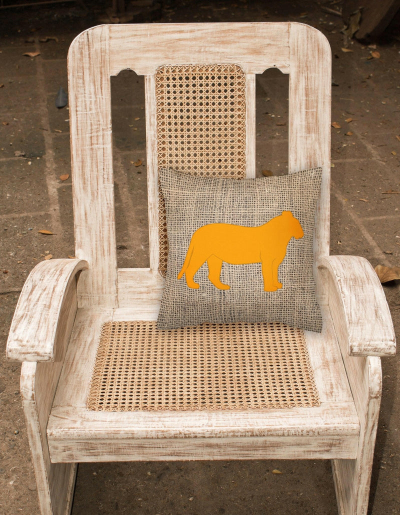 Tiger Burlap and Orange   Canvas Fabric Decorative Pillow BB1010