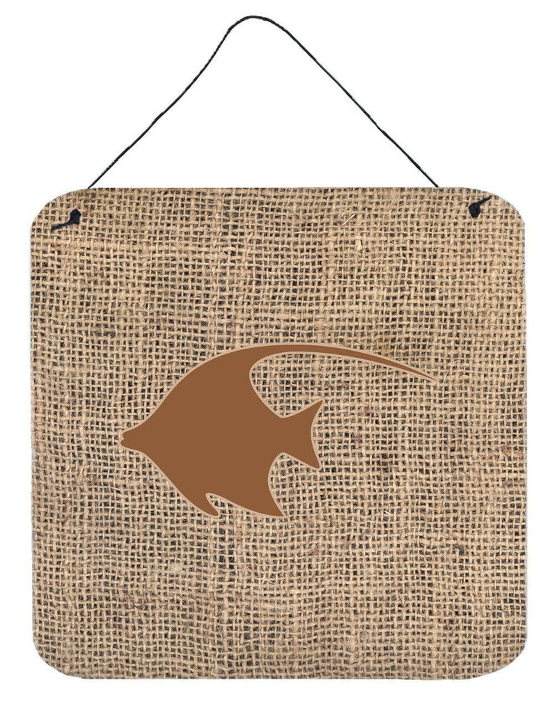 Fish - Angel Fish Burlap and Brown Wall or Door Hanging Prints BB1019