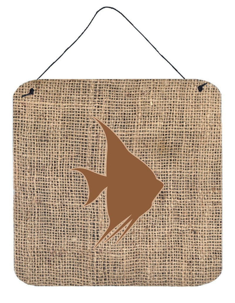 Fish - Angel Fish Burlap and Brown Wall or Door Hanging Prints BB1022